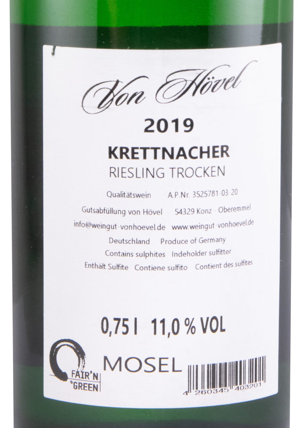 2019 Von Hövel Krettnacher Riesling Trocken branco
