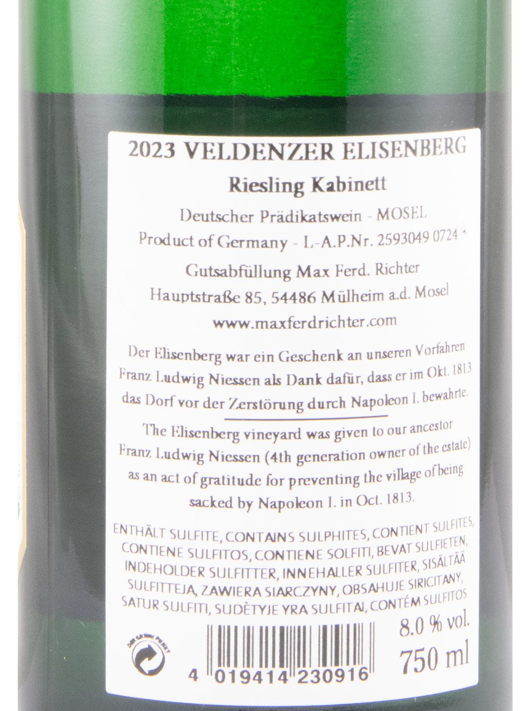 2023 Max Ferd. Richter Elisenberg Riesling Kabinett branco
