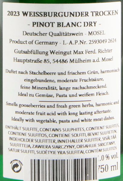2023 Max Ferd. Richter Weissburgunder Trocken Pinot Blanc branco