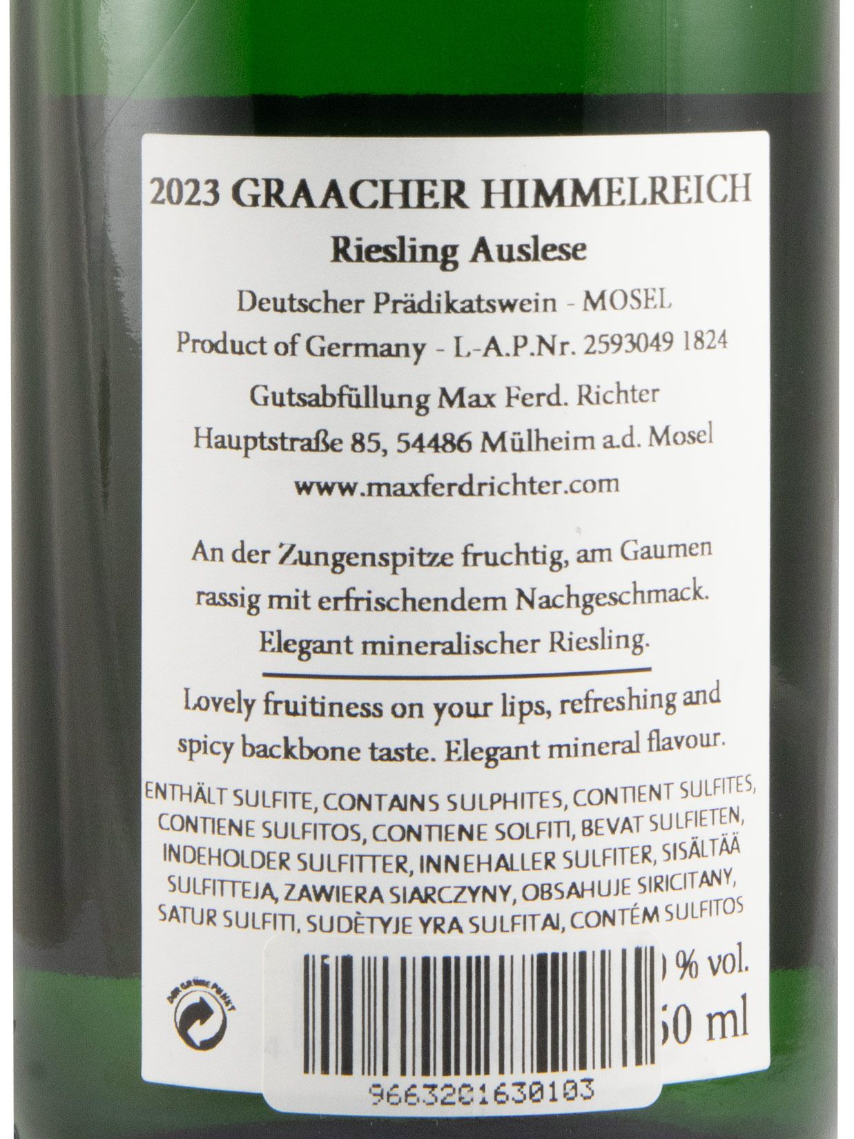 2023 Max Ferd. Richter Graacher Himmelreich Riesling Auslese branco
