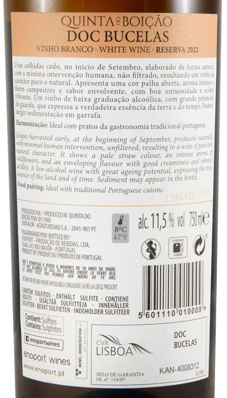 2022 Quinta do Boição Trilogia de Arintos Tradicional Edição Limitada branco
