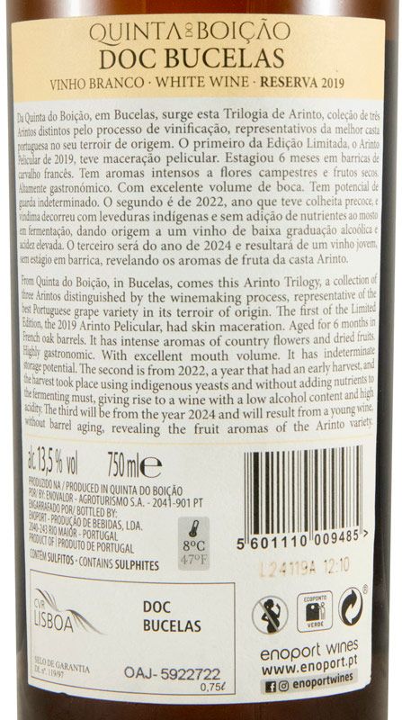 2019 Quinta do Boição Trilogia de Arintos Pelicular Limited Edition white