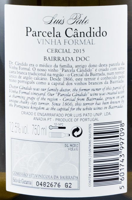 2015 Luis Pato Parcela Cândido Vinha Formal Cercial white