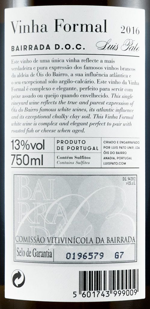 2016 Luis Pato Vinha Formal white