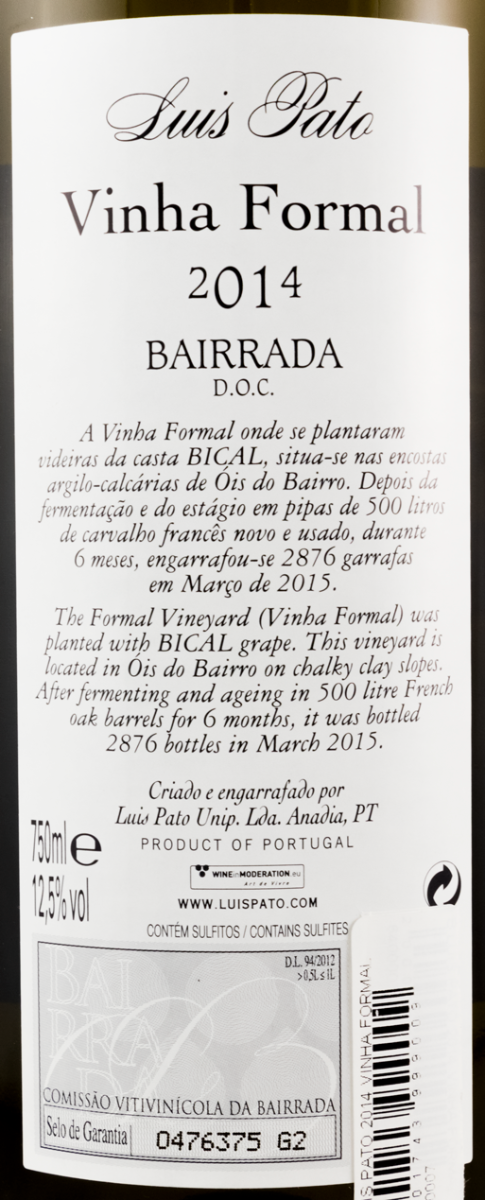 2014 Luis Pato Vinha Formal Bical branco