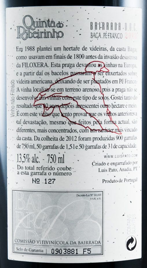 2012 Luís Pato Quinta do Ribeirinho Pé Franco tinto