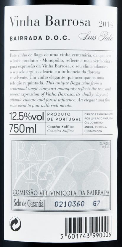 2014 Luis Pato Vinha Barrosa red