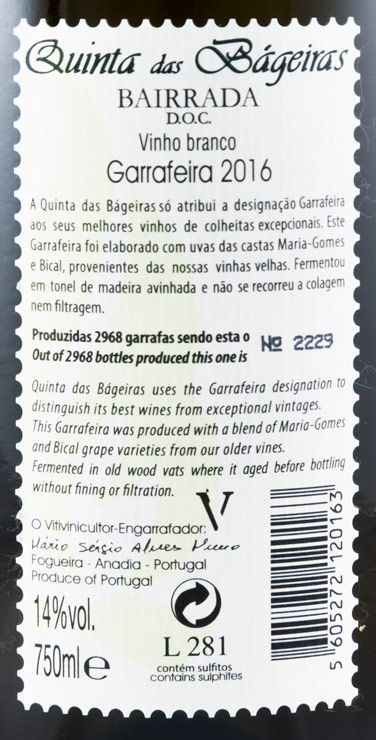 2016 Quinta das Bágeiras Garrafeira white