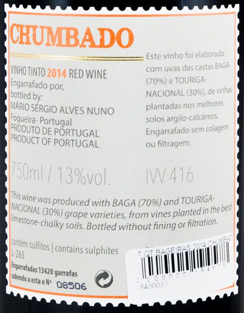2014 Quinta das Bágeiras Chumbado Colheita red