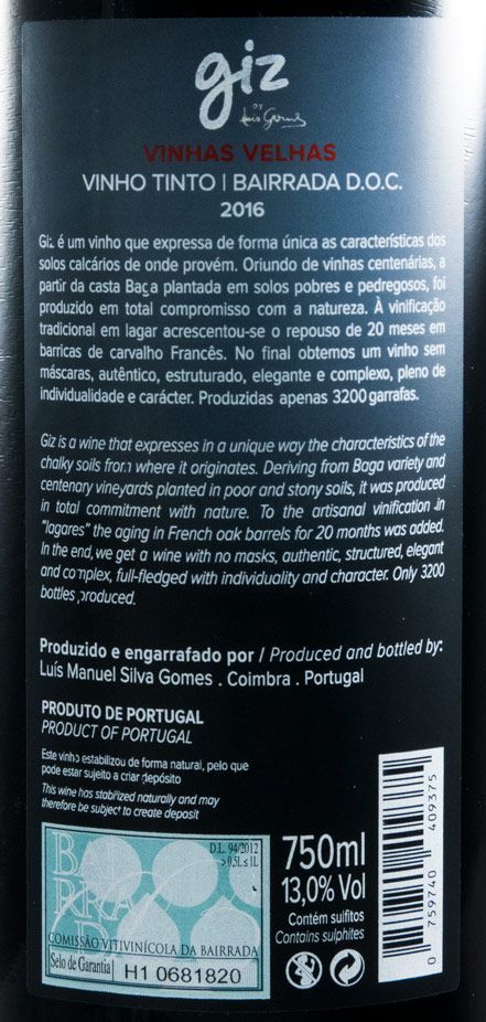 2016 Giz by Luís Gomes Vinhas Velhas red