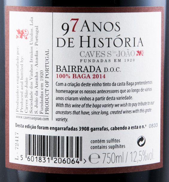 2014 Caves São João Baga 97 Anos de História red