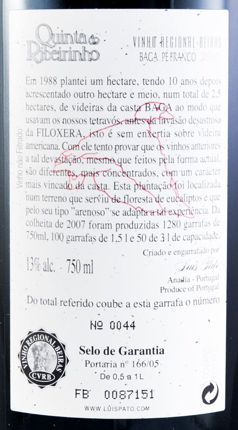 2007 Luis Pato Quinta do Ribeirinho Pé Franco red