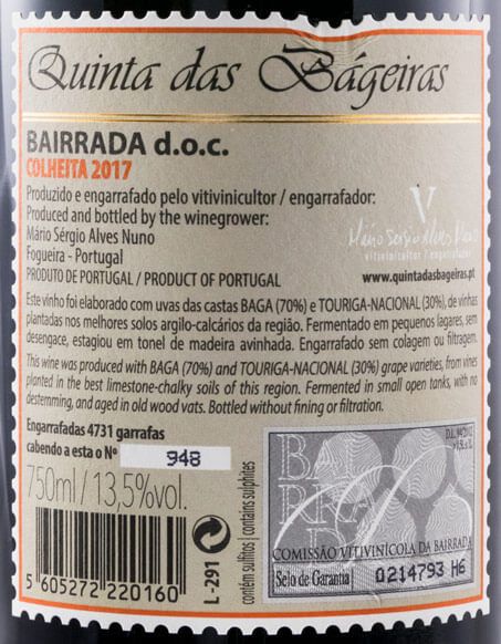 2017 Quinta das Bágeiras Colheita tinto