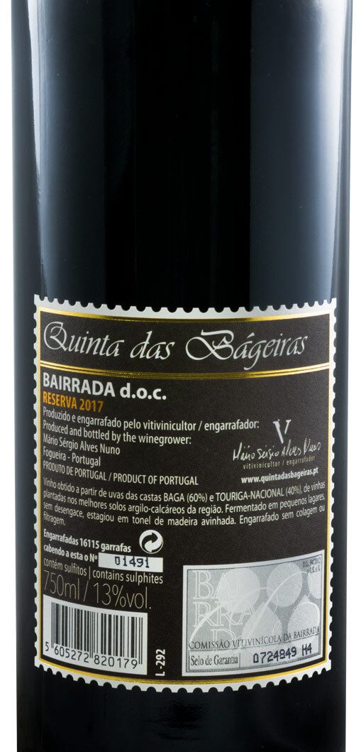 2017 Quinta das Bágeiras Reserva red