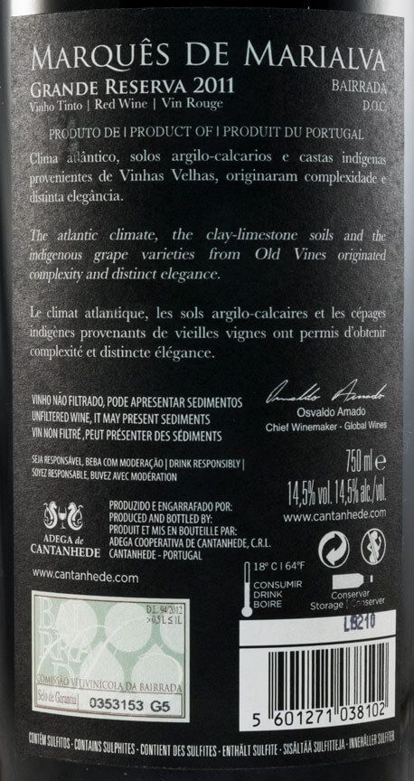 2011 Marquês de Marialva Grande Reserva tinto