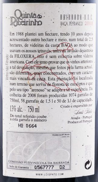 2008 Luís Pato Quinta do Ribeirinho Pé Franco tinto