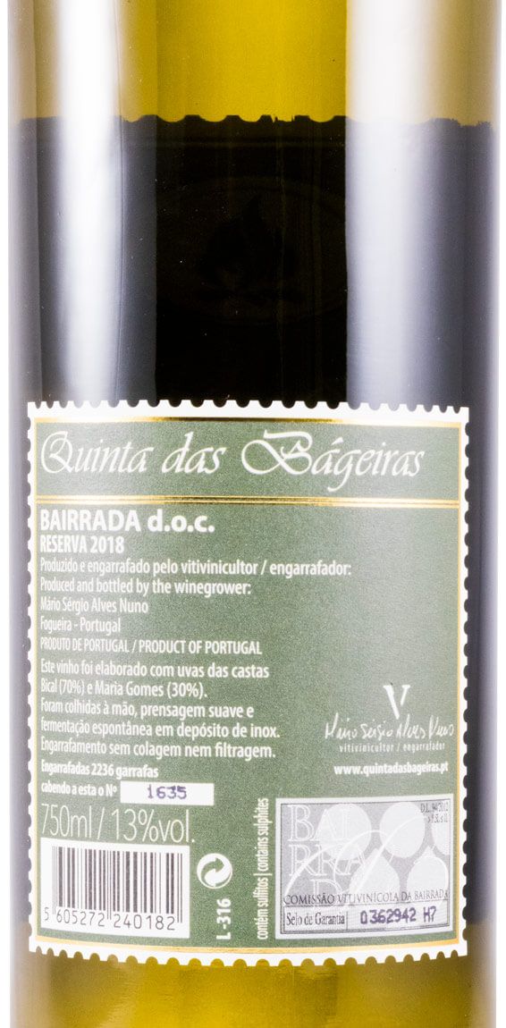 2018 Quinta das Bágeiras Reserva branco