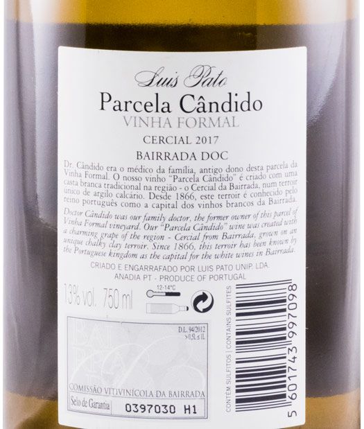 2017 Luis Pato Parcela Cândido Vinha Formal Cercial branco