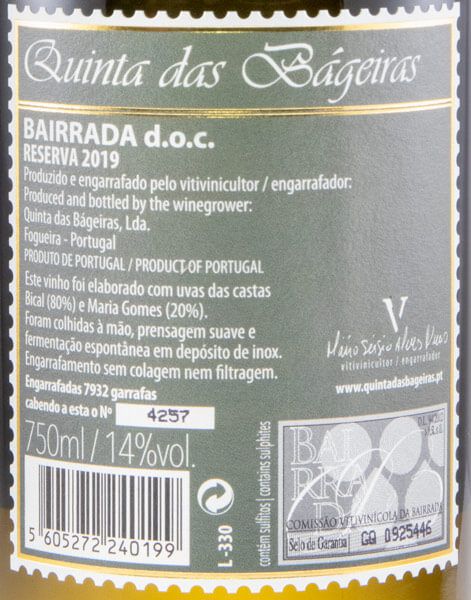 2019 Quinta das Bágeiras Reserva white