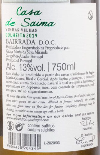 2019 Casa de Saima Vinhas Velhas branco
