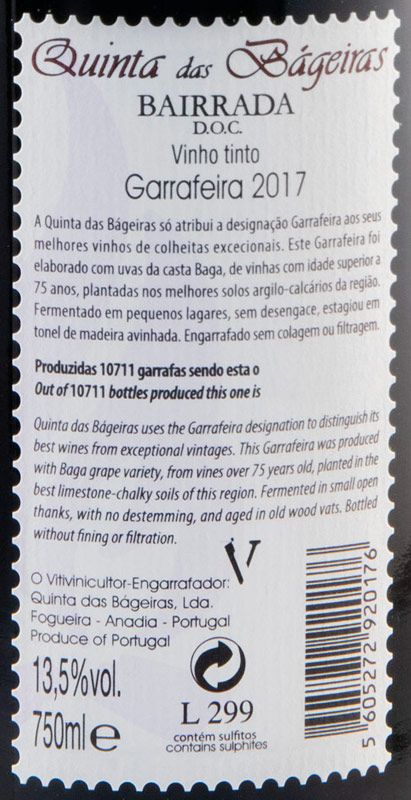 2017 Quinta das Bágeiras Garrafeira red