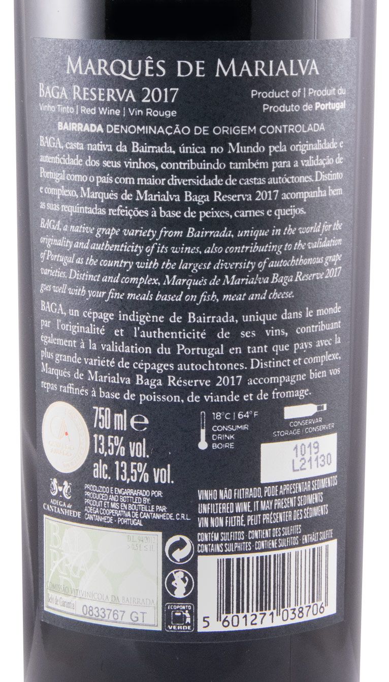 2017 Marquês de Marialva Baga Reserva red
