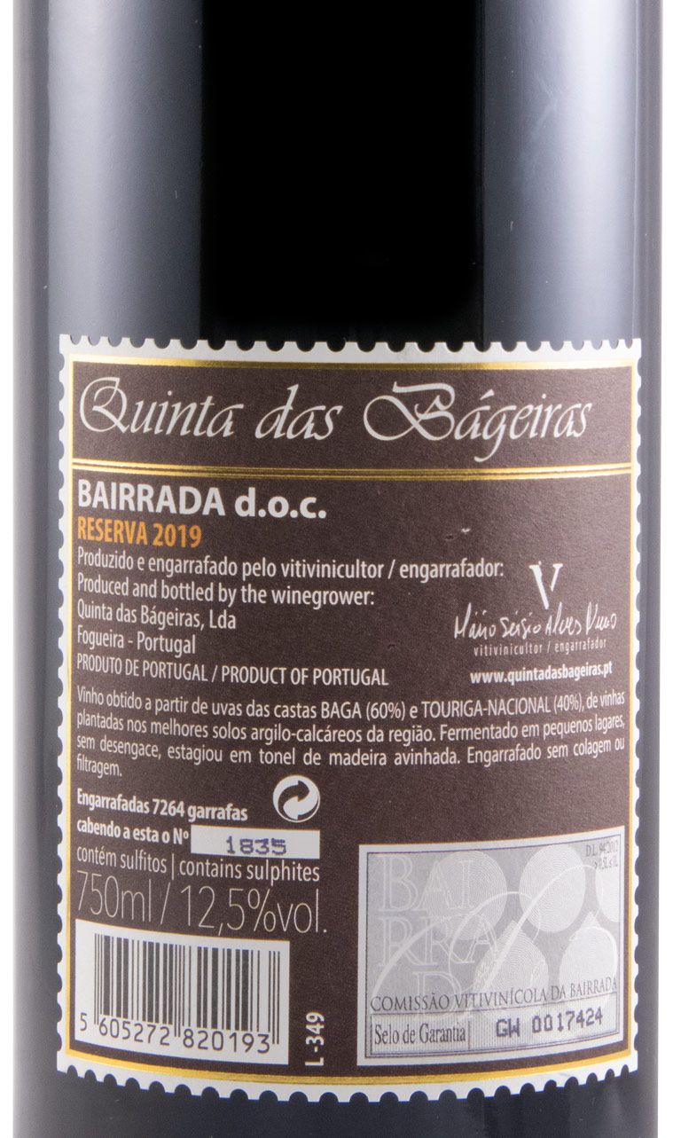 2019 Quinta das Bágeiras Reserva tinto