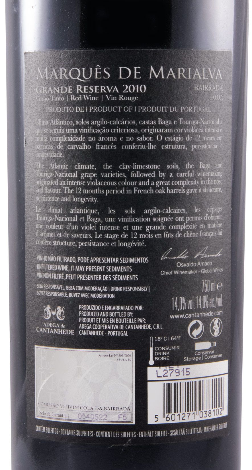 2010 Marquês de Marialva Grande Reserva tinto