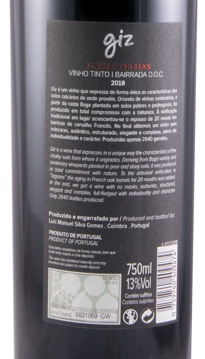 2018 Giz by Luís Gomes Vinhas Velhas tinto