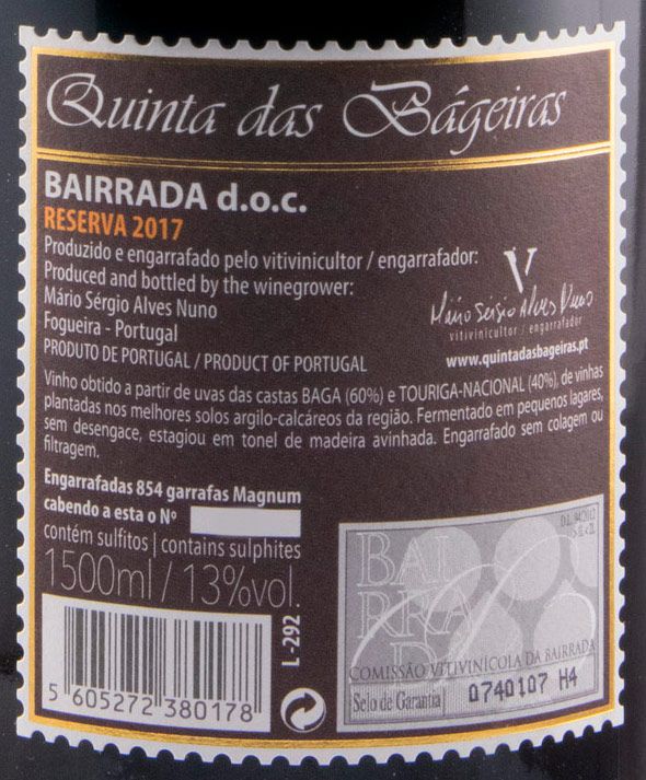 2017 Quinta das Bágeiras Reserva tinto 1,5L