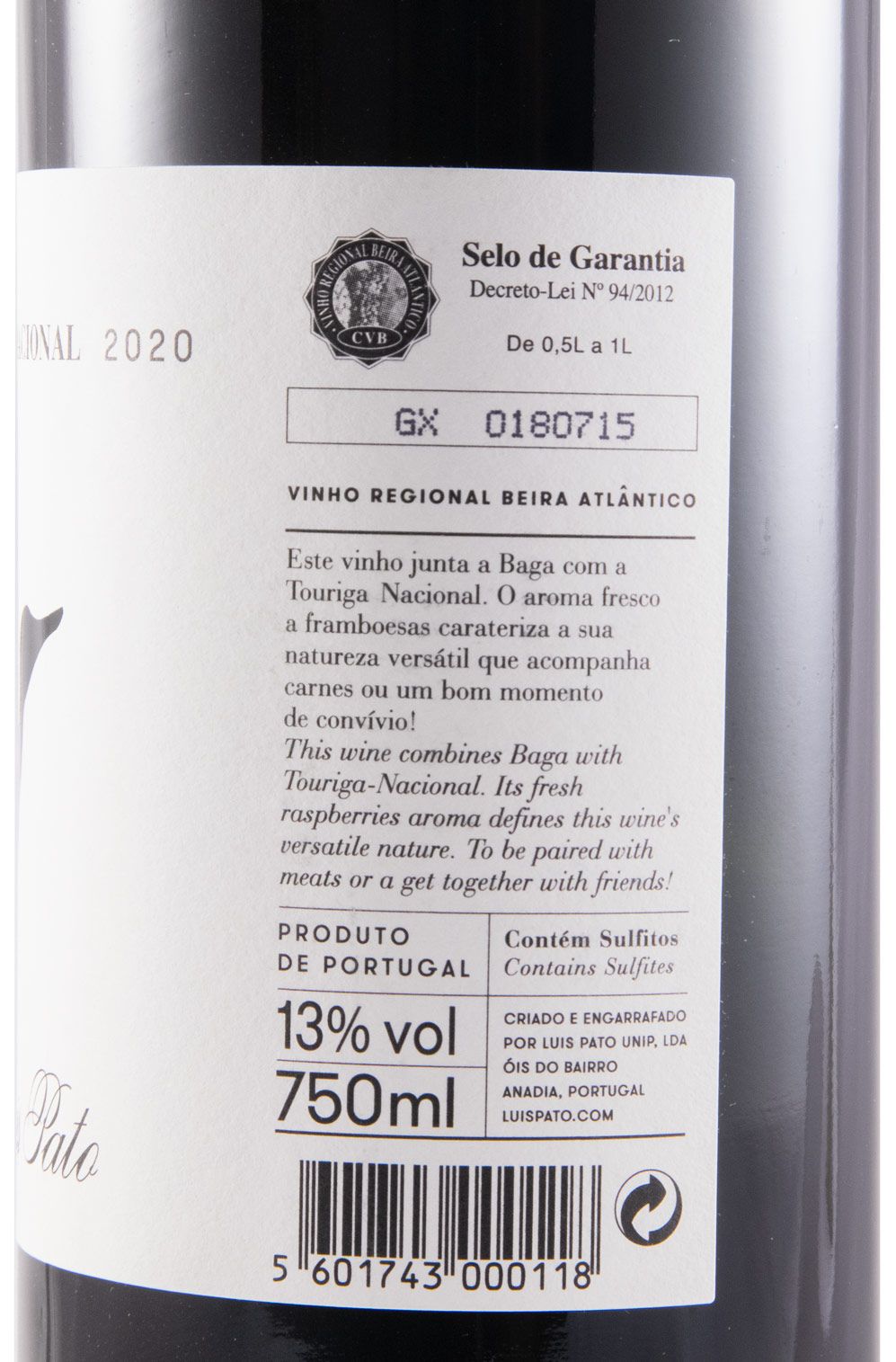 2020 Luís Pato Baga & Touriga Nacional tinto
