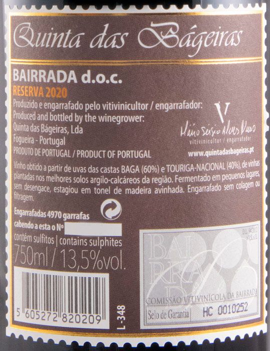 2020 Quinta das Bágeiras Reserva tinto