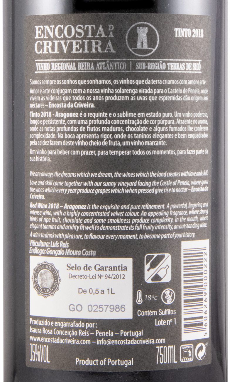 2018 Encosta da Criveira Aragonês red