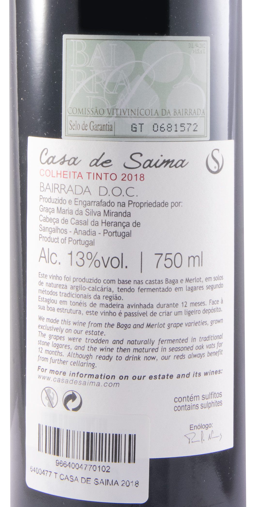 2018 Casa de Saima tinto