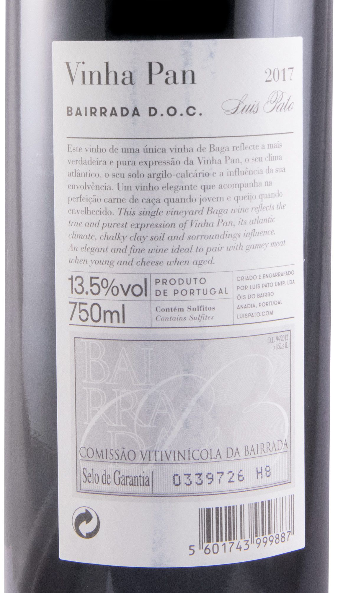 2017 Luís Pato Vinha Pan tinto