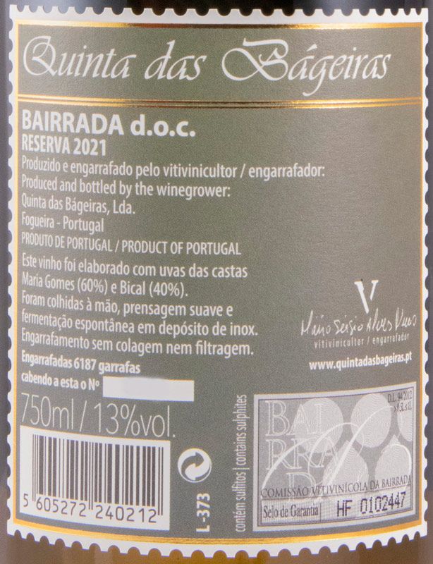 2021 Quinta das Bágeiras Reserva branco