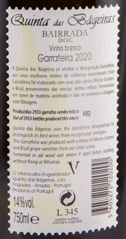 2020 Quinta das Bágeiras Garrafeira white