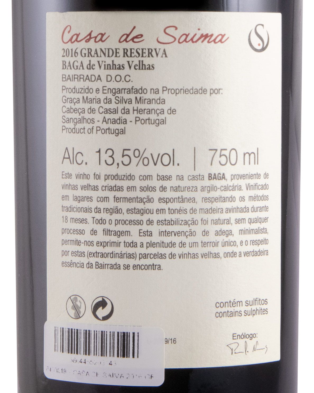 2016 Casa de Saima Grande Reserva tinto