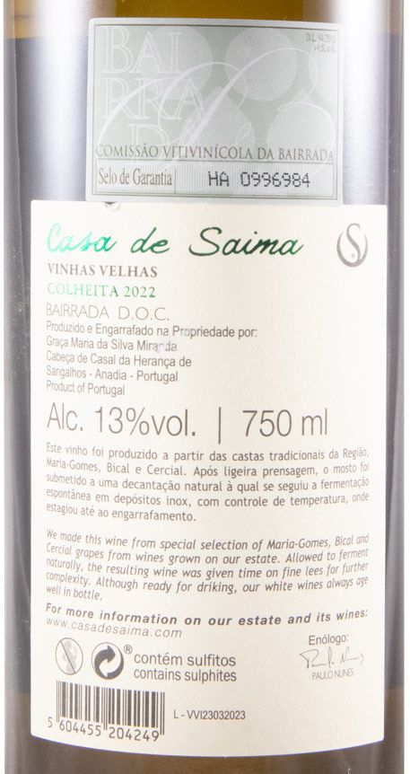 2022 Casa de Saima Vinhas Velhas white