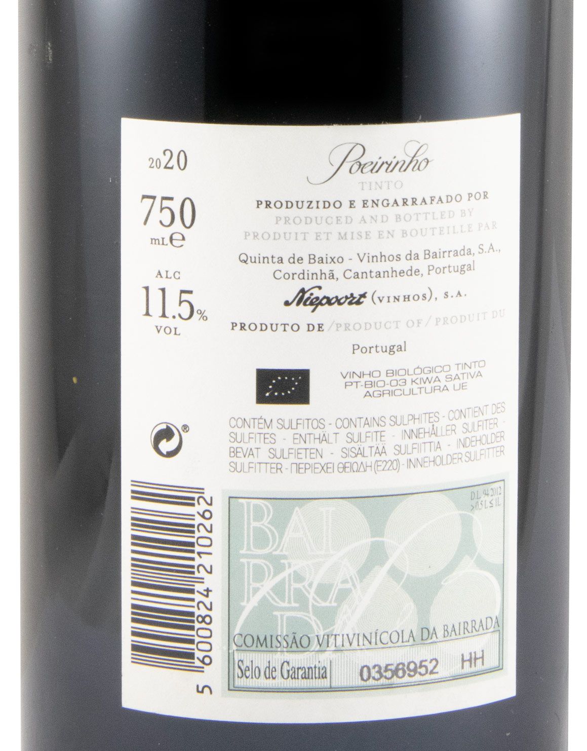 2020 Niepoort Quinta de Baixo Poeirinho Baga organic red