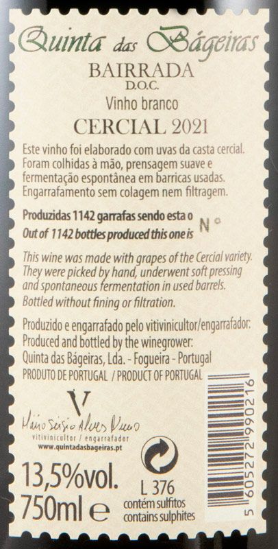2021 Quinta das Bágeiras Cercial white