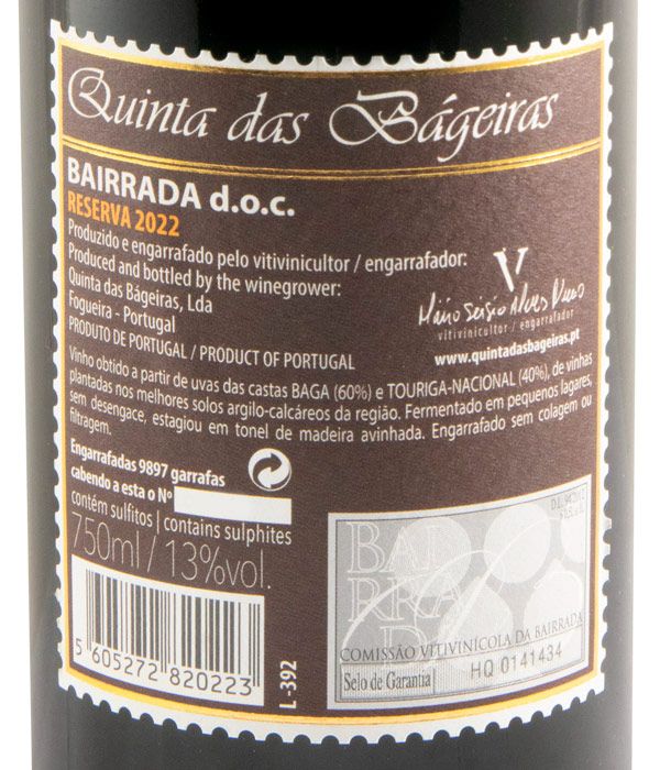 2022 Quinta das Bágeiras Reserva red