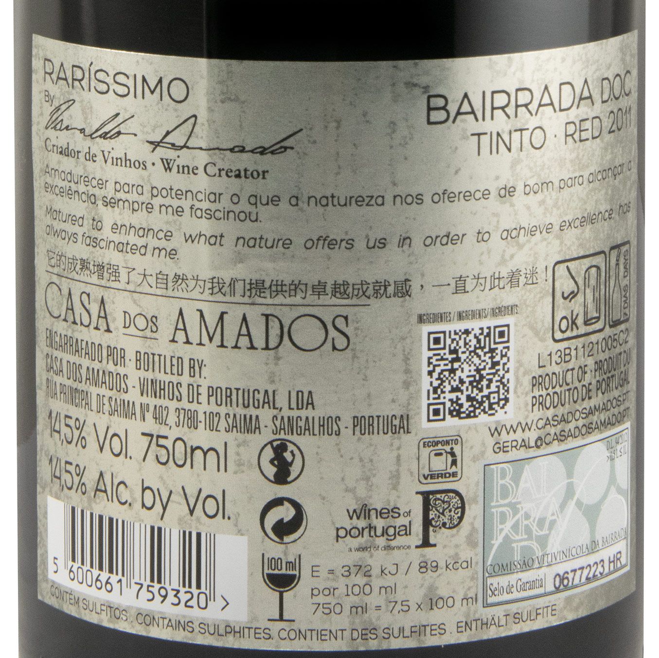 2011 Raríssimo Bairrada by Osvaldo Amado tinto