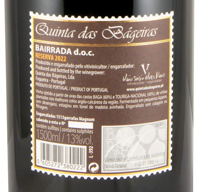 2022 Quinta das Bágeiras Reserva tinto 1,5L