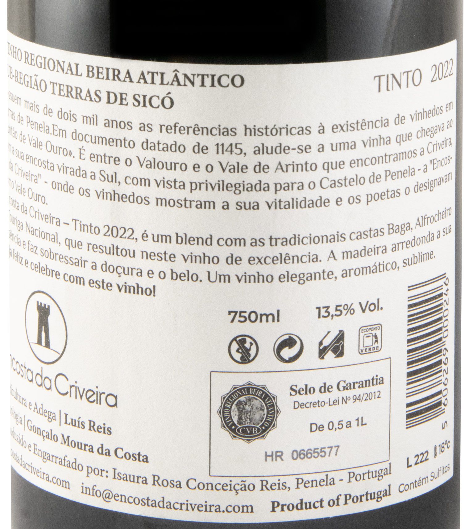 2022 Encosta da Criveira Valouro red