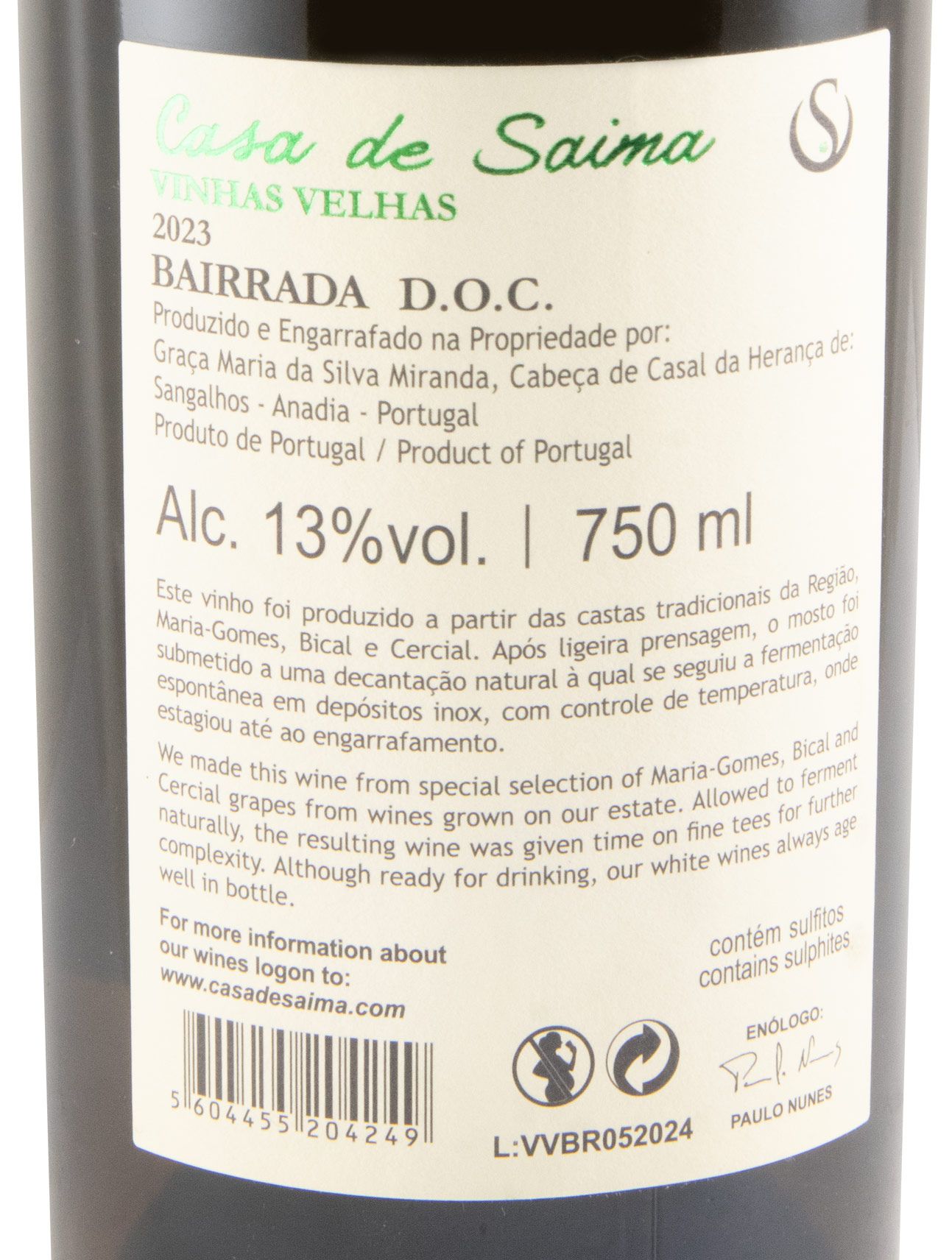 2023 Casa de Saima Vinhas Velhas branco