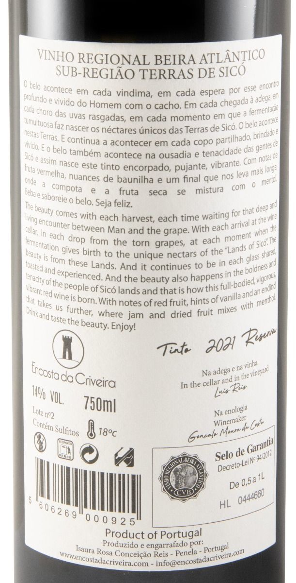 2021 Encosta da Criveira Terras de Sicó Reserva tinto