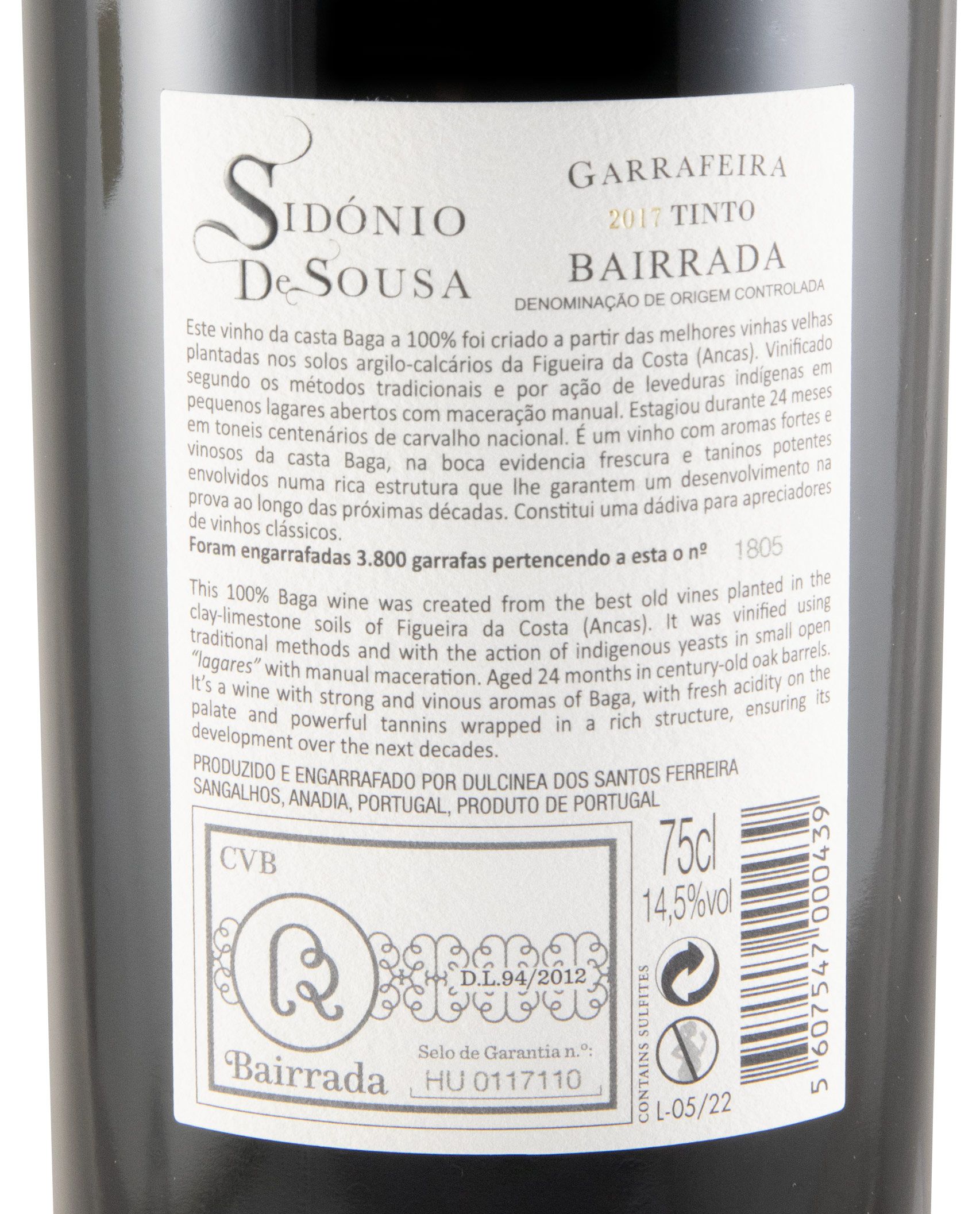 2017 Sidónio de Sousa Garrafeira tinto