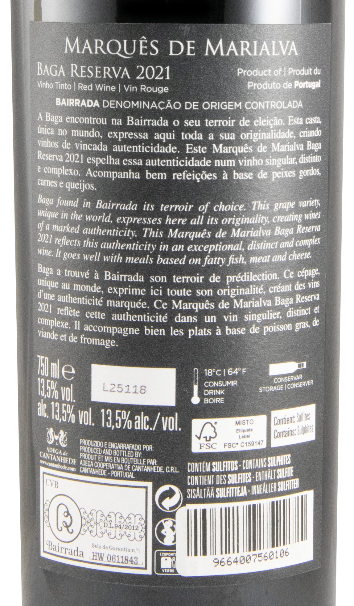 2021 Marquês de Marialva Baga Reserva tinto