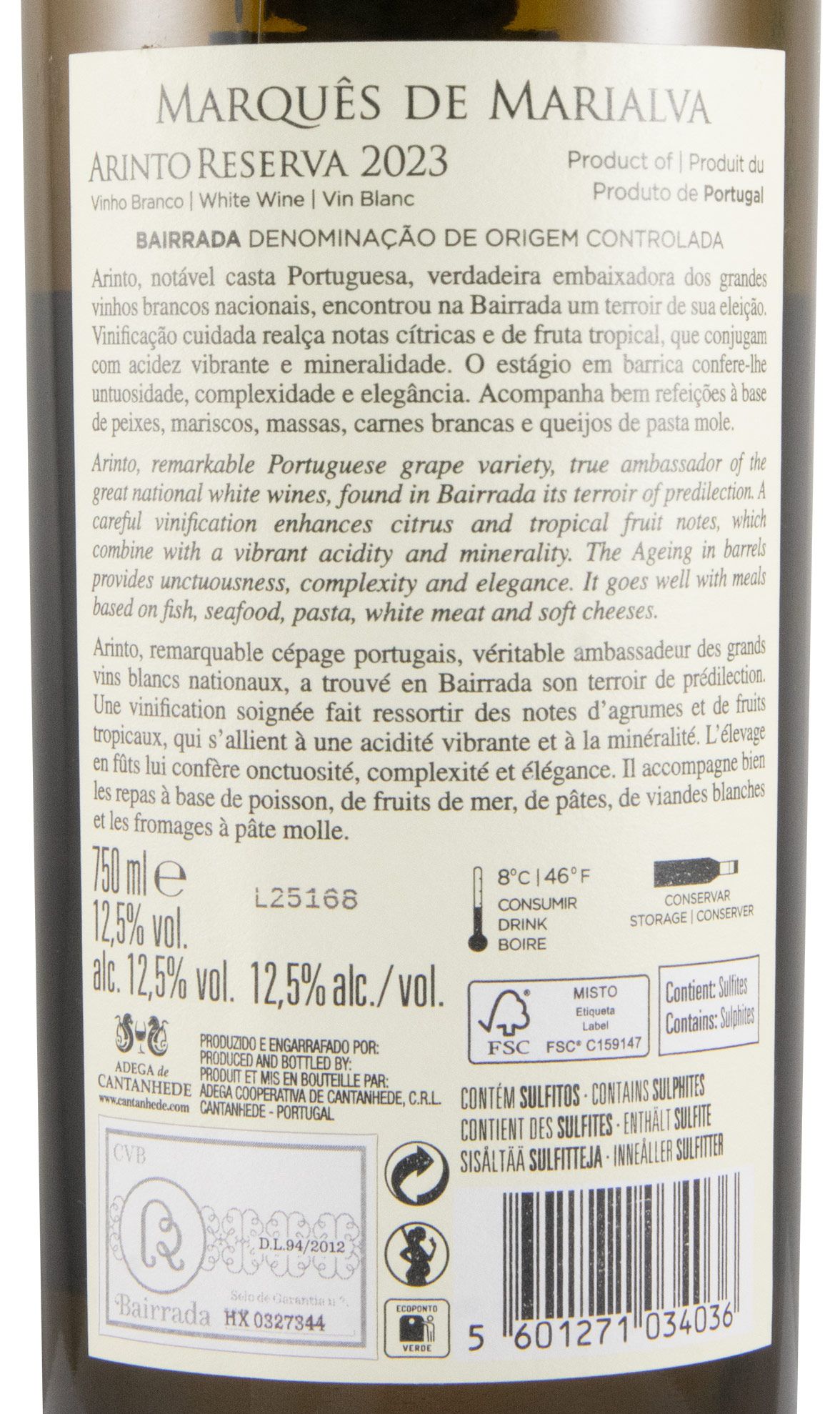 2023 Marquês de Marialva Arinto Reserva white